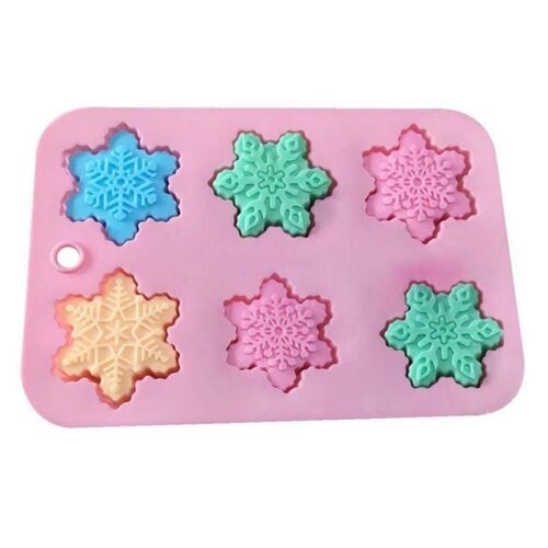 Moule À Gâteau À 6 Cavités En Silicone Pour Flocons De Neige De Noël, Bricolage Fait À La Main, Chocolats, Savon, Outils À Gâteau Couleur Aléatoire