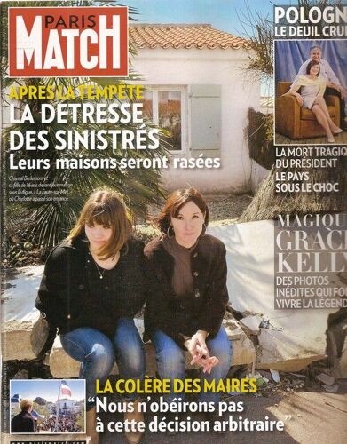 Paris Match  N° 03178 : Pologne, Lech Kaczynski, Xynthia, Tempete, Julien Duret, Grace Kelly, Grace De Monaco (Photos Inédites) Estelle Denis, Lady Gaga, Vanessa Demouy, Frank Michael