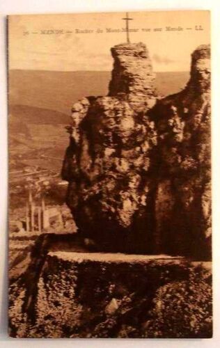 Carte Postale Ancienne Lozere Mende Rocher Du Mont Mimat Vue Sur Mende