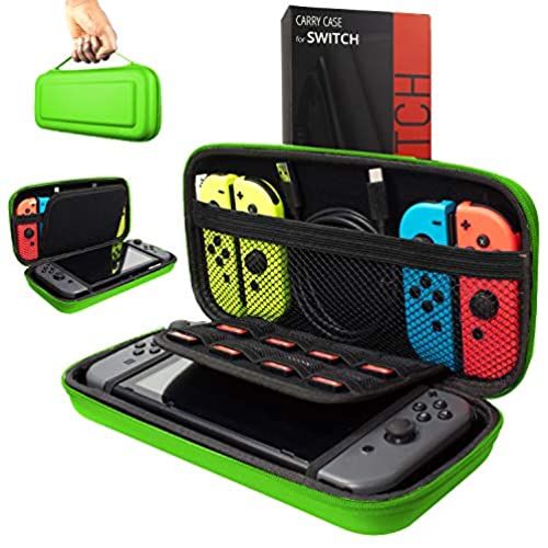 Orzly Carry Case Compatible with Nintendo Switch, Green (Case Only - Video Games & Console are NOT Included)