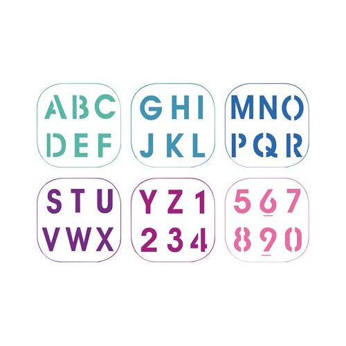 Pochoir Plastique Alph . Chif - Paquet De 6