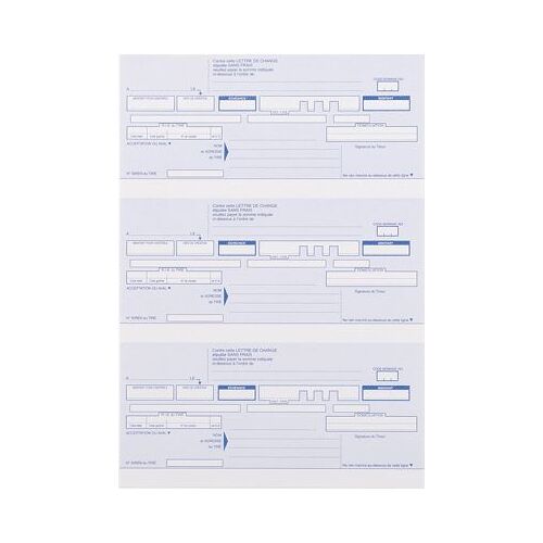 Traites Normalisees Predecoupees (3 Par Feuille A4) - Paquet De