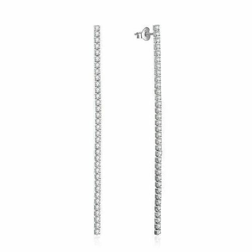 Coussins En Argent - Beneto Aguv2672 - Longs - Oxyde De Zirconium - 10cm