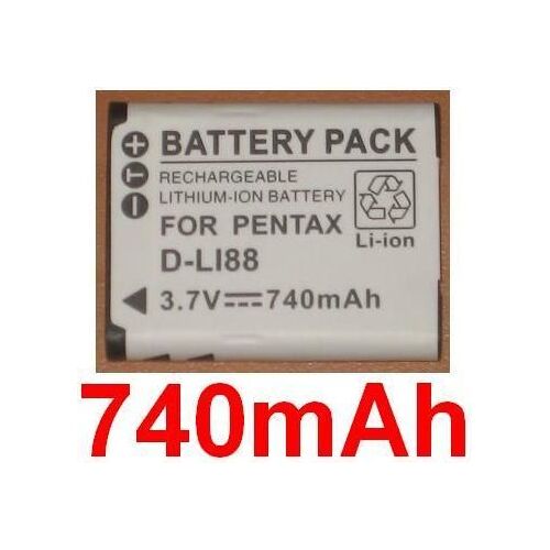 Batterie 740mAh pour Pentax D-Li88 DLi88 D-l188 Dl188, Optio P70