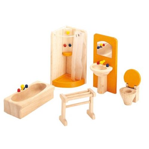 Accessoires pour maison de poupées - Salle de bains en bois