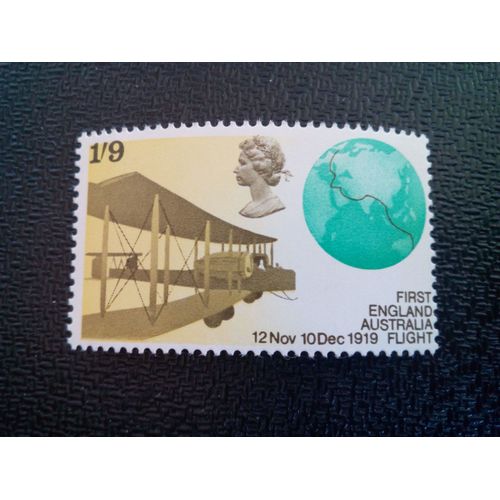 Timbre Angleterre Yt 559 Vickers Fb-27 Vimy Aircraft & Globe Montrant Le Vol 1969 ( 80604 )