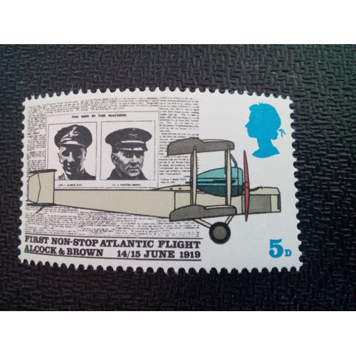 Timbre Angleterre Yt 558 Page De Daily Mail Et Vickers Fb-27 Vimy Aircraft 1969 ( 80604 )