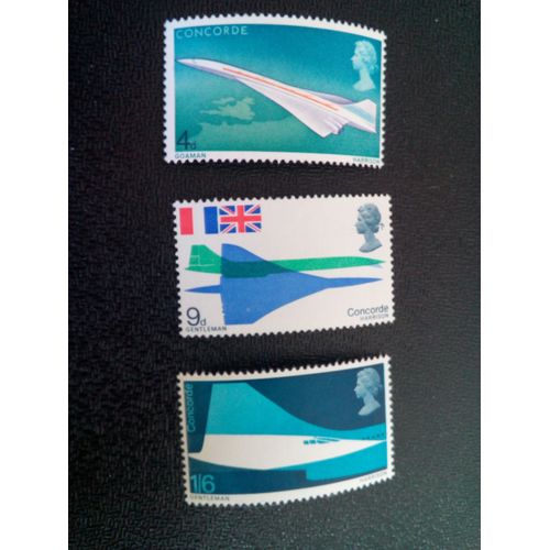 Timbre Angleterre Yt 555 A 557 Séries: Premier Vol De La Concorde 1969 ( 80604 )
