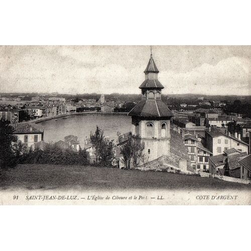 Carte Postale Ancienne, France, Pyrénées Atlantiques ( 64 ), Saint Jean De Luz, L'église De Ciboure Et Le Port