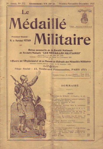 Le Medaille Militaire  N° 272 : Octobre . Novembre . Decembre 1937
