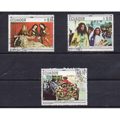 Equateur- Lot De 3 Timbres Oblitérés Divers