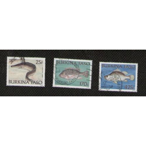 3 Timbre Burkina Faso - Poissons Du Burkina
