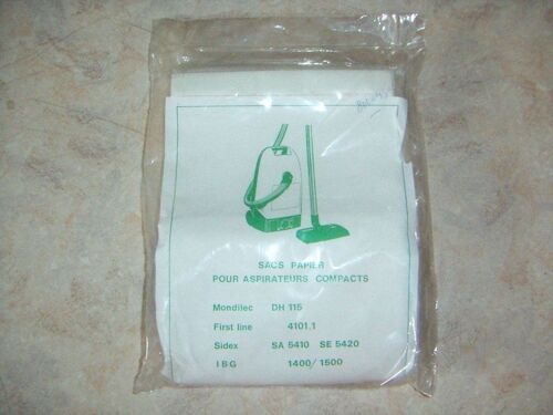 10 sacs paier pour aspirateurs compacts mondilec dh 115 first line 4101;1 sidex sa 5410 se 5420 ibg 1400/1500