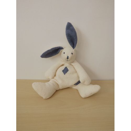 Doudou Lapin Blanc Bleu Babysun