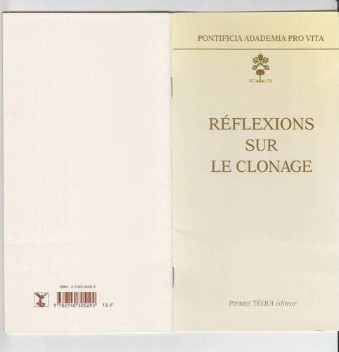 Réflexions Sur Le Clonage - 25 Juin 1997