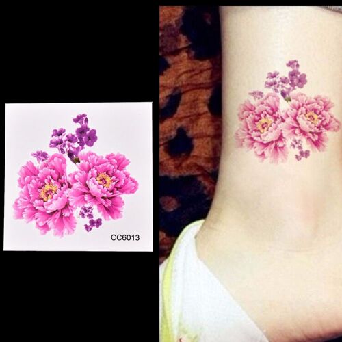 Xm 3 Pièces Fleurs Tatouages Temporaires Autocollants Pied Épaule Tatouage Imperméable Dame Femmes Beauté Art Corporel 6*6cm 