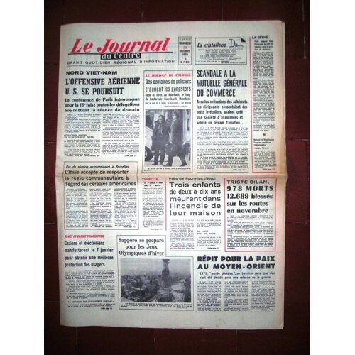 Le Journal Du Centre 1971  N° 8499 : Scandale A La Mutuelle Générale Du Commerce Avec Les Cotisations Des Adhérents Les Dirigeants Consentaient Des Prêts Irréguliers.