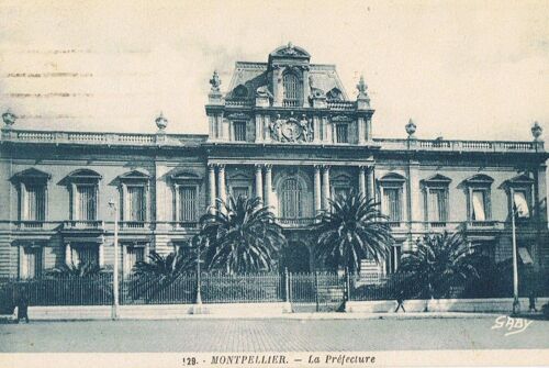 Montpellier (Hérault) La Préfecture, La Cathédrale Et La Faculté De Médecine, 4 Cartes Anciennes Avec Timbres Et Tampons