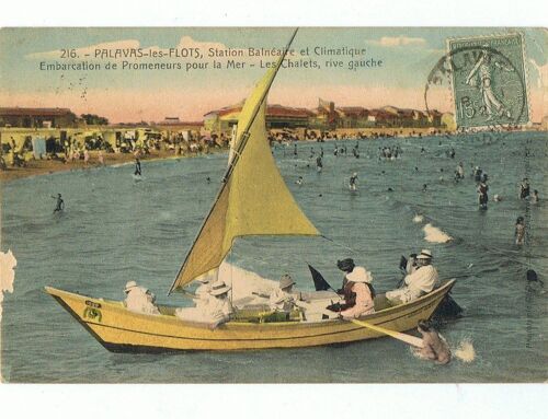 Palavas-Les-Flots, Embarcation De Promeneurs Pour La Mer, Les Jetées, Vues Des Plages. 5 Cartes Anciennes