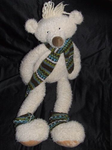 Ours Moulin Roty Doudou Blanc Cassé Beige Écharpe Peluche 58 Cm