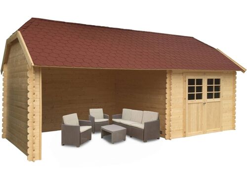 Abri Jardin Bois "York" - 8.88 M² - 2.98 X 2.98 X 3.64 M - 28 Mm