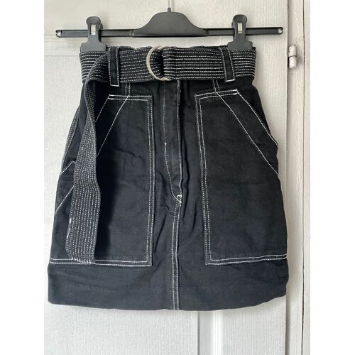 Sandro Jupe En Denim Noir Avec Ceinture, Taille 0, Très Bon État
