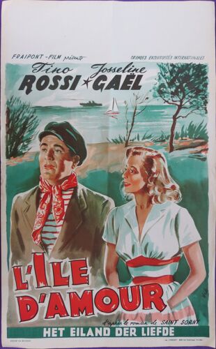 L'ile D'amour De Corse - Film 1944 R?Alisation Maurice Cam Avec Tino Rossi, Edouard Delmont, Josseline Gael - Affiche De Cin?Ma Belge - 34x55 Cm - Illustration De Wik - Movie Poster