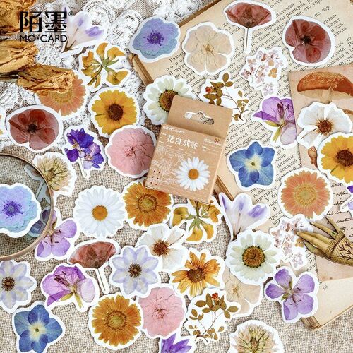 Autocollants Décoratifs Fleurs D'automne, 46 Pièces/Boîte, Adhésifs, Stickers, Pour Scrapbooking, Journal, Album Et Agenda
