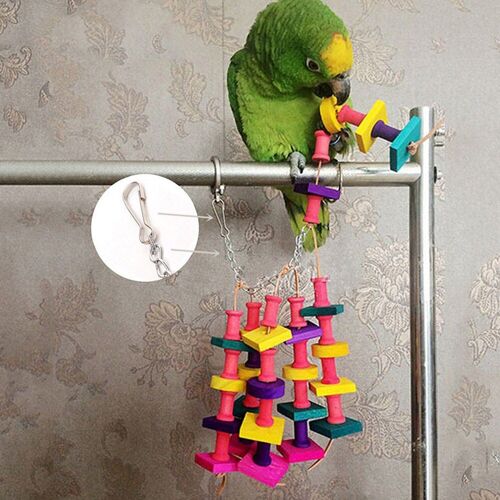Xue Non Toxique Suspendus Formation Escalade Meulage Griffes Mâcher Accessoires En Bois Cage À Oiseaux Coloré Perroquet Jouet