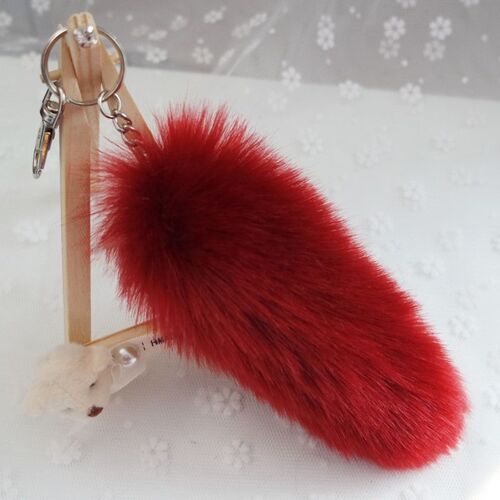 Porte-clés de luxe Long en fausse queue de renard, pendentif en fourrure pour sac à dos, mignon, pelucheux, décoratif, cadeau charmant pour femmes