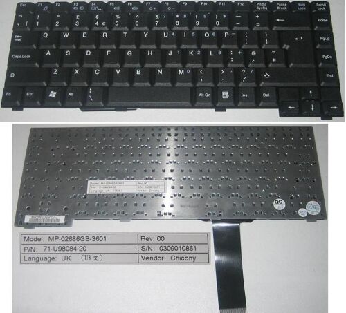 Clavier Qwerty UK Pour ADVENT 7016 7017 7018 Series - Noir / Black - Model: MP-02686GB-3601, P/N: 71-U98084-20