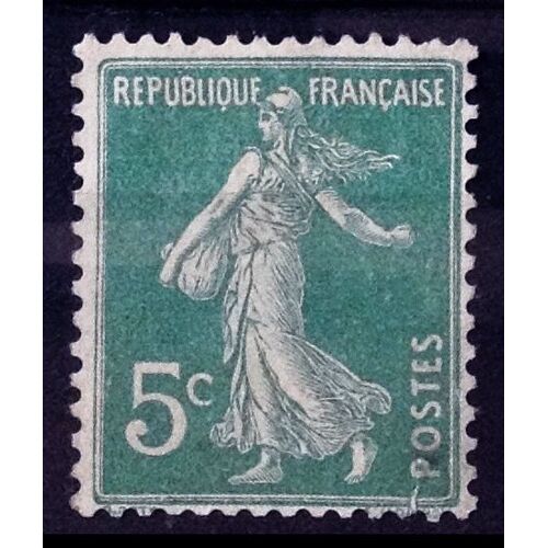 Semeuse 5c Vert Foncé - Type I (Bas Lettre Q Formé Par Un Point) (Joli N° 137) Neuf Sg - France Année 1907 - N27005