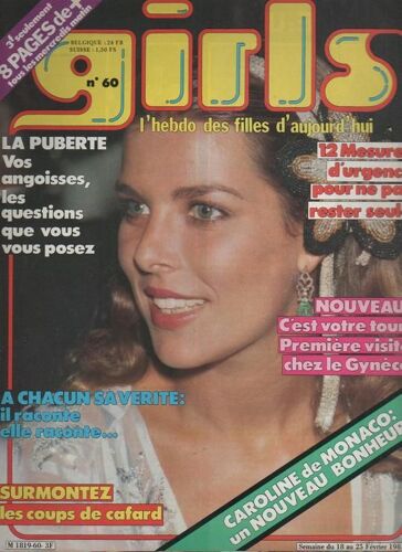 Girls !  N° 60 : 1981 Caroline De Monaco/Bernard Giraudeau/Delon/Gere/Vartan/Francois Valery/Francis Perrin/Marilyn Monroe/Mireille Mathieu (1p)