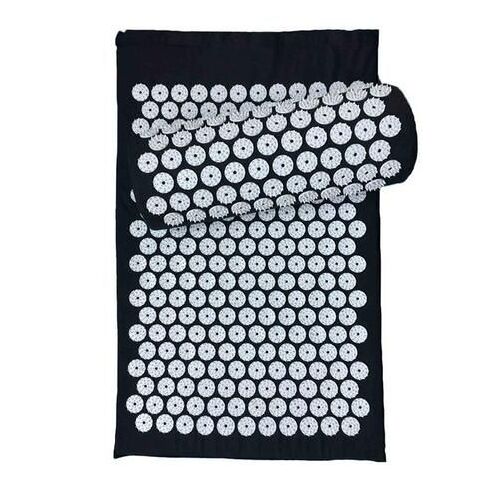 Coussin D'acupuncture Matelas Acupression Pointe Yoga Tapis De Massage Coussinets T¿ºte Massage Oreiller Black Set