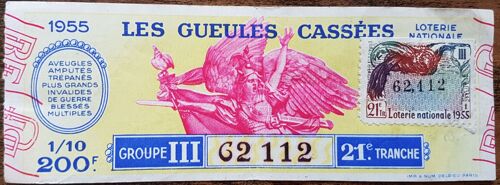 Billet De Loterie Nationale 1955 21e Tranche Groupe 3 - Les Gueules Cassées - 1/10 Un Dixième - 200 Francs