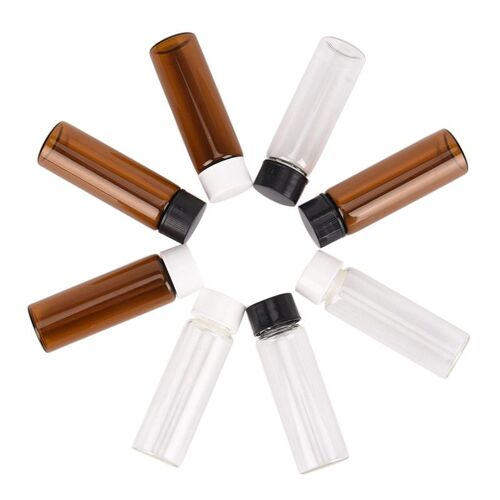 Xm 2 Pièces Ambre Bouteille D'huile Essentielle Avec Couvercle En Plastique 5ml Verre Mini Brun Clair Flacons En Verre Mini Récipient En Verre Bouteille 
