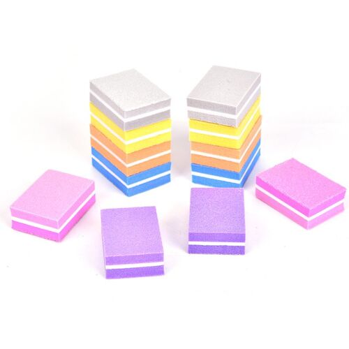 Mini Lime À Ongles Double Face, 20 Pièces, Éponge, Tampon, Ponçage, Outils Professionnels Pour Les Ongles 