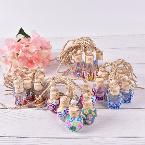 Xm 1 Pièces Flacon De Parfum En Verre 12ml Flacons En Argile Polymère Pour Bouteille De Parfum D'huile Essentielle Pendentif De Charme 