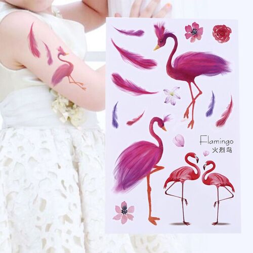 Xm Autocollants De Tatouage Flamant Rose Autocollants De Tatouage Jetables Licorne Décorations De Fête Bricolage Bachelorette Fête 