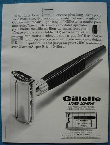 Publicité Papier - Rasoir Mécanique Gillette De 1966