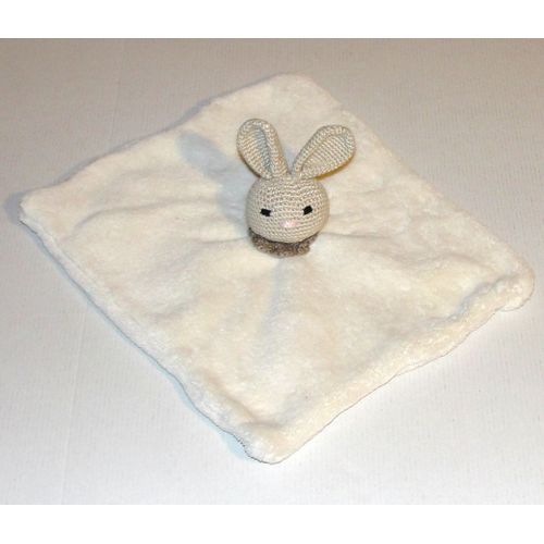 Doudou Lapin Creme Tête Crochet Fait Main