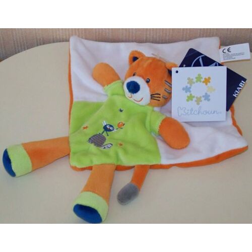 Doudou Plat Chat Tigre Orange Vert Et Blanc Kiabi Kitchoun Nicotoy