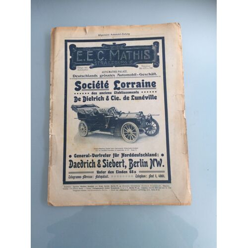 Revue Allemande Ancienne D'automobiles "Das Fahrzeug" 1908