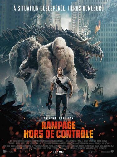 Rampage Hors De Controle - Véritable Affiche De Cinéma Pliée - Format 40x60 Cm - De Brad Peyton Avec Dwayne Johnson, Naomie Harris, Malin Akerman, Joe Manganiello - 2018