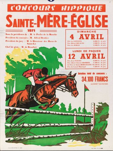 Affiche Concours Hippique Sainte-Mère-Église 1971