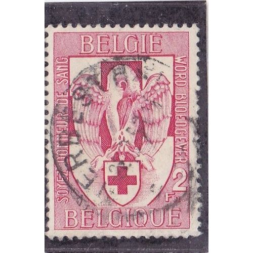 Timbre Oblitéré De Belgique Don Du Sang Rose Carminé