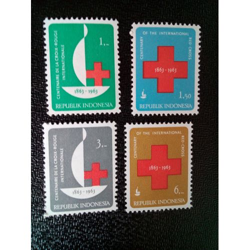 Timbre Indonesie Yt 338 A 341 Séries: Croix-Rouge Internationale 1963 ( 10604 )