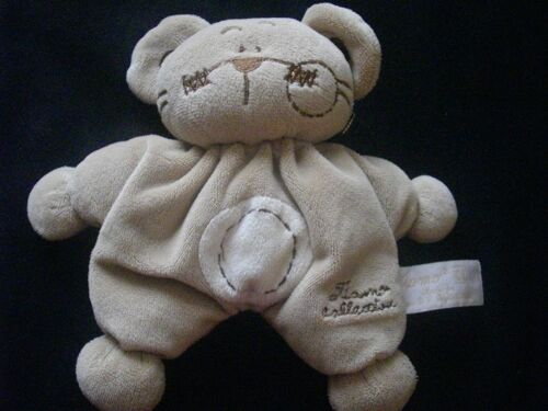 Doudou Ours Tiamo Peluche Grelot Beige Marron 18 Cm