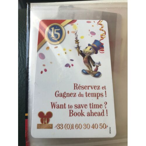 Carte D'entrée De Chambre Du Parc Disney Paris - Jiminy Cricket - Key Card Room - Keycard - 8,5x5,5 Cm