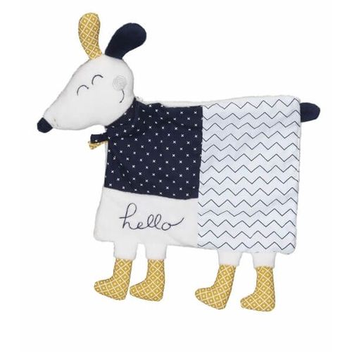 Doudou Sauthon Chien Plat Mouchoir Hello Blanc Peluche Jouet Animal Bebe Naissance Aubert